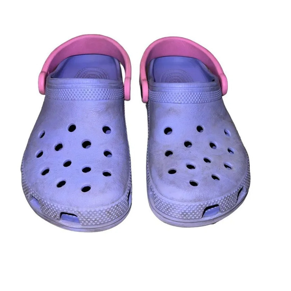 Purple Crocs‎ with Pink Strap Size 4 - Picture 1 of 7